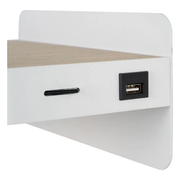 Lucide ATKIN - Lampe de chevet / Applique mural - LED - 1x6W 3000K - Point de rechargement USB - Blanc - DETAIL 4